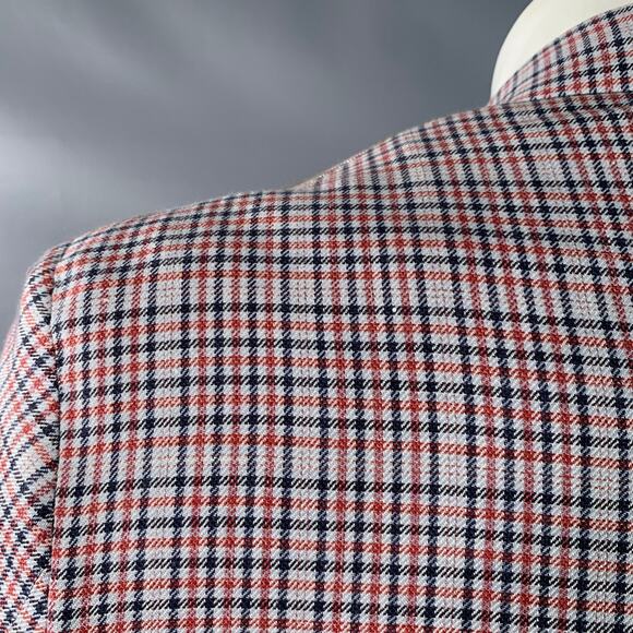 BLACK FLEECE Size 42 Regular Grey Red Black Plaid Sport Coat - Picture 7 of 13